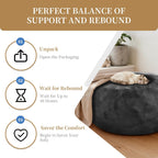 Combet Big Bean Bag Chairs for Adults, Bean Bag Chair with Filler Memory Foam Chair Super Soft Plush, Living Room Furniture, Suitable for Bedrooms, Comfy Lounge Reading Chairs, 4FT Darkgrey