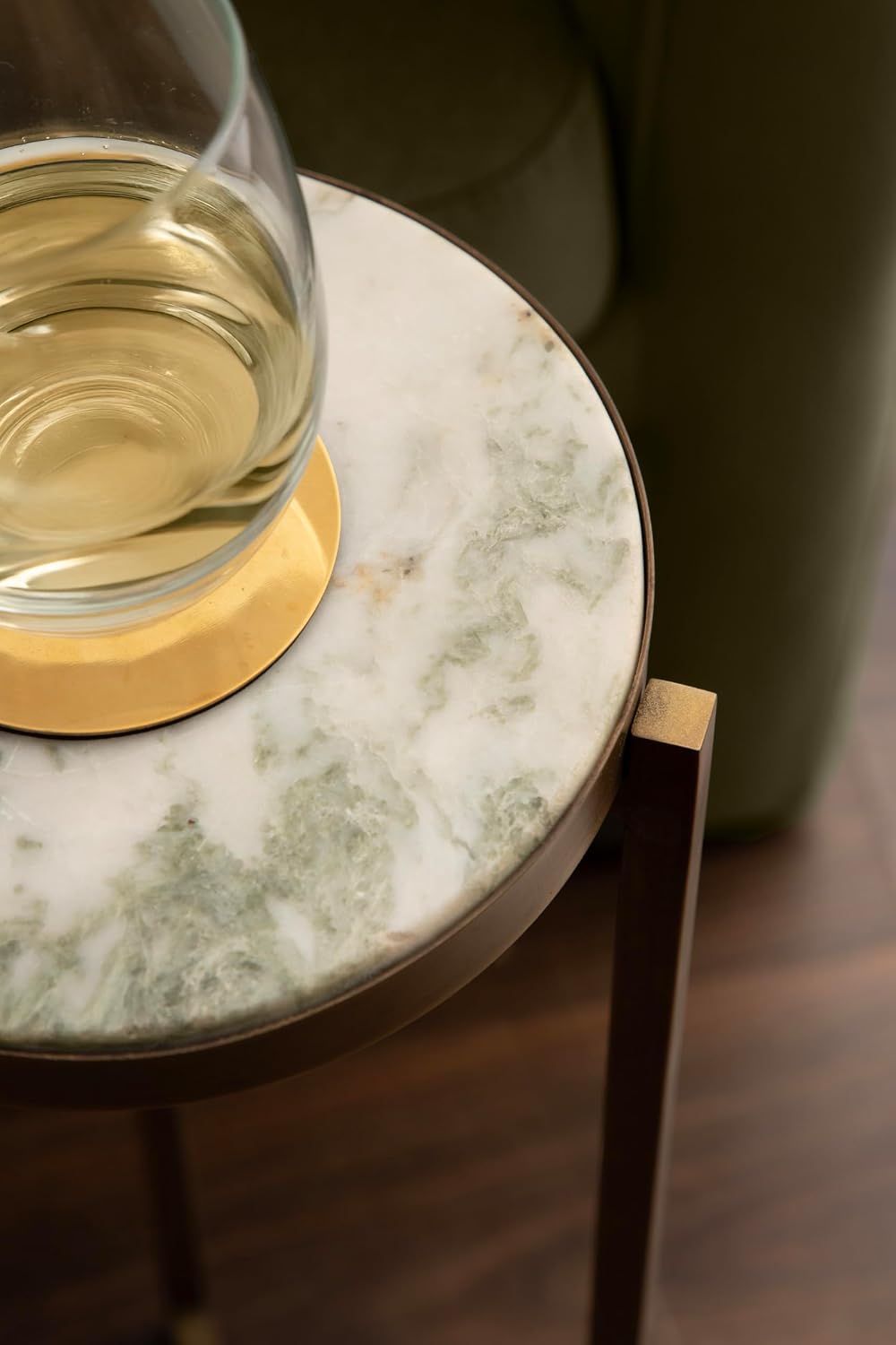 Kate and Laurel Aguilar Modern Round Drink Table, 9 x 9 x 23, White and Green...