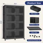 200GAL Extra Large Storage Bins with Lid, 800Qt Stackable Closet Organizers and Drawers, Collapsible Storage Bins with Wheels, Folding Containers for Home, Kitchen Office, 4Pack Black