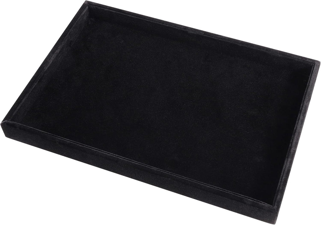 Mornajina 9" x 5.7" Velvet Jewelry Tray Jewelry Display Tray, Stackable Empty Plate Trays for Earrings Necklaces Bracelet Rings Display Showcase - Black