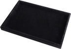 Mornajina 9" x 5.7" Velvet Jewelry Tray Jewelry Display Tray, Stackable Empty Plate Trays for Earrings Necklaces Bracelet Rings Display Showcase - Black