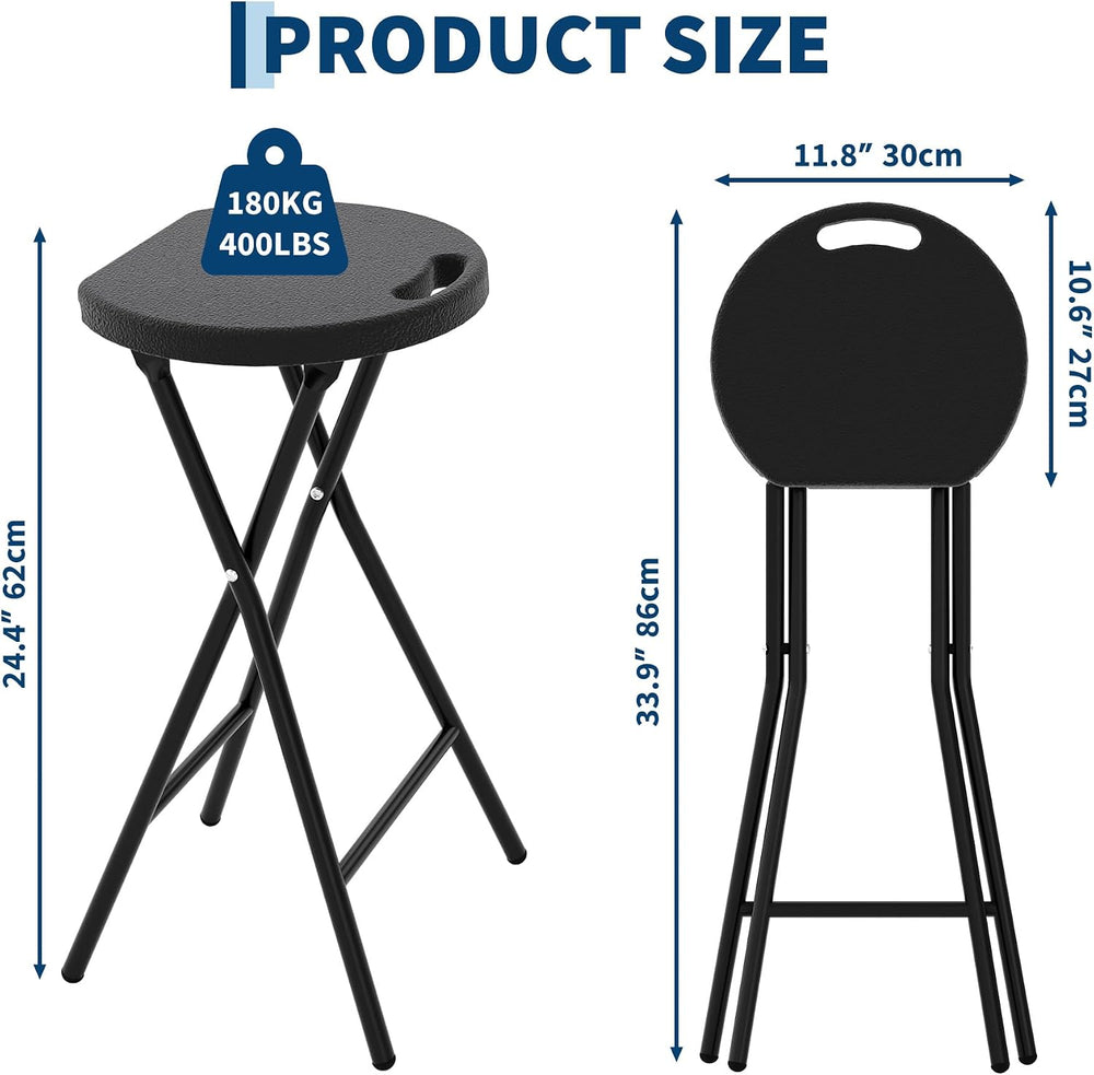 Garvee Folding Stool with Handle 24 Inch Tall 400lbs Capacity, 1 Pcs Black