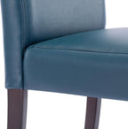 Watson & Whitely Upholstered Dining Chairs Set of 4, Faux Leather Armless Dining Room Chairs with Solid Wood Legs & Back Side Chair for Kitchen, Living Room, Restaurant, Blue