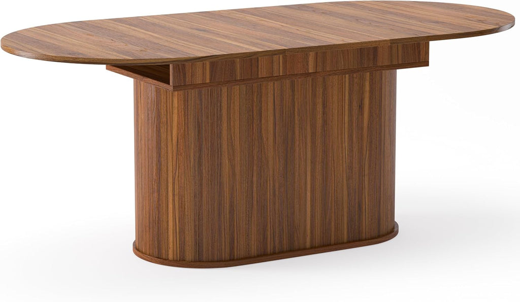 55"-71" Extendable Dining Table Set for 8, Oval Dining Room Table Set for 8, Modern Wood Kitchen Table Upholstered Chairs Set of 8, Ideal for Dining Room,Office, Space-Saving