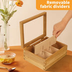 Wood Tea Bag Organizer, 6 Compartment Multi-Functional Tea Box and Storage Organizer for Tea Bags, Tea Container for Tea Lovers