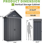 AECOJOY Outdoor Storage Cabinet Waterproof, Vertical Tall Sheds Cabinet with Shelves and Double Door, Garden Tool Sheds & Outdoor Storage Cabinet Weatherproof for Backyard, Patio, Lawn, Dark Gray