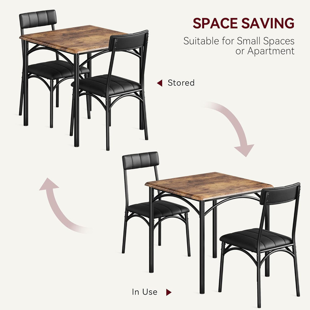 3-Piece Dining Table Set for 2, Kitchen Table Set with 2 Upholstered Chairs, ...