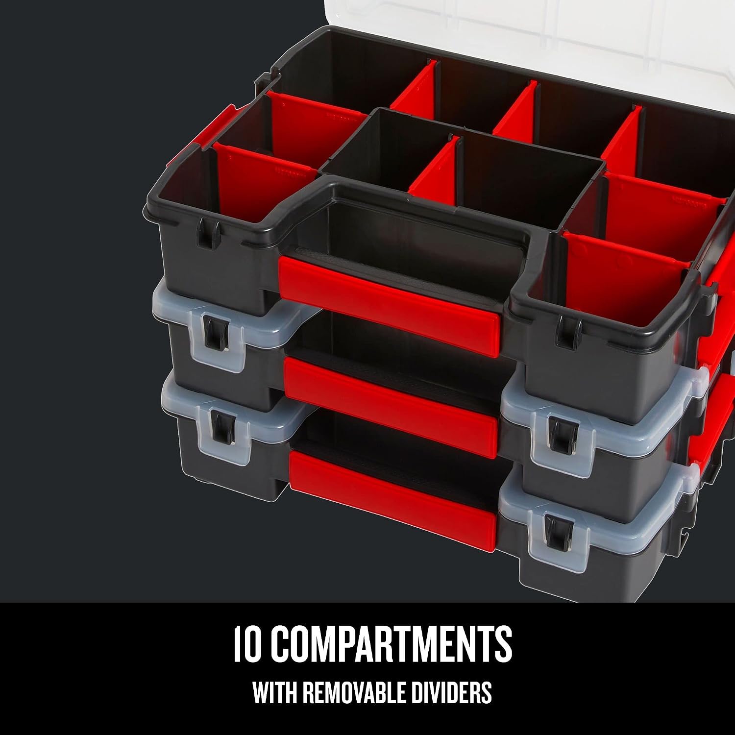CRAFTSMAN Storage Organizer,Small Parts Organizer with 10-Compartments,Lid Includes Secure Latch (CMST60964M), (Pack of 6)