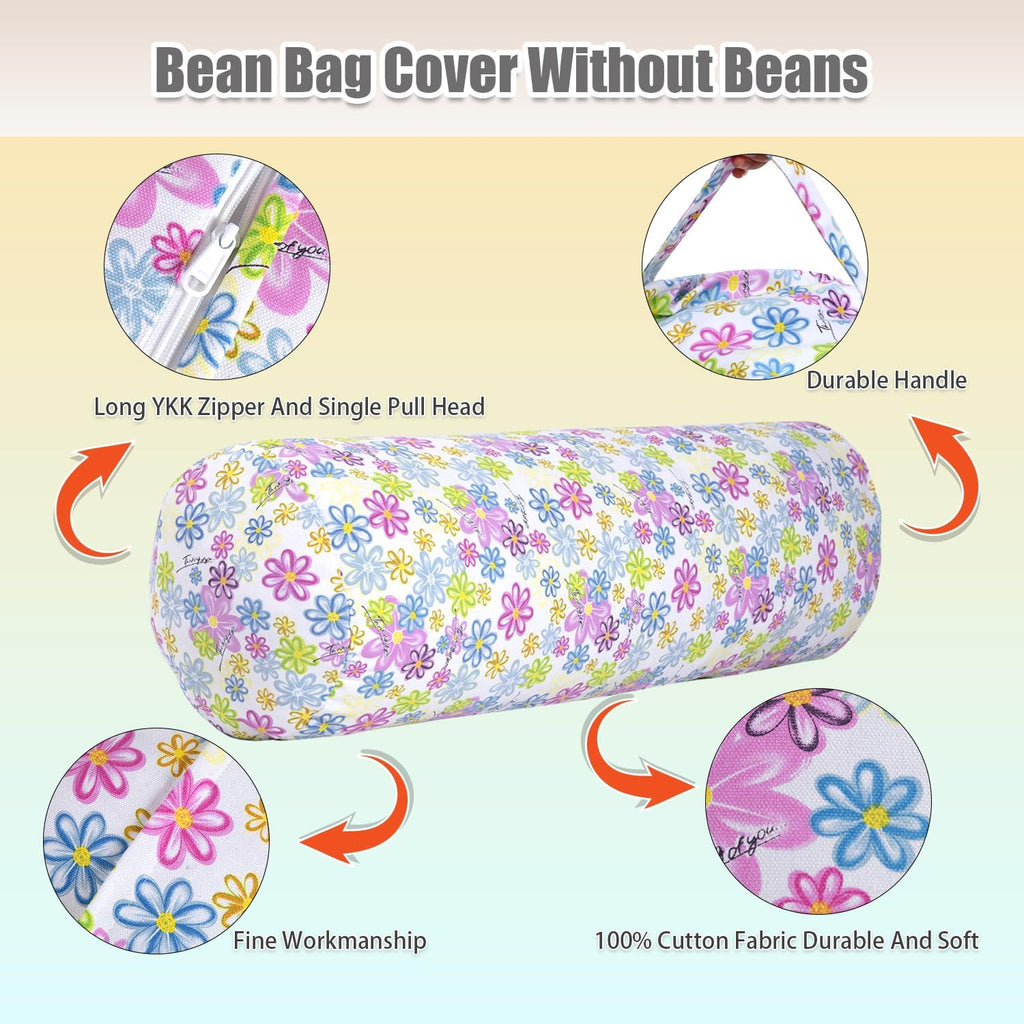 Stuffed Animal Storage Bean Bag Chair Cover (No Filler), Cylinder Plush Toy Storage Stuff and Sit Seat for Kids Boys and Girls, Canvas Large Soft Sit & Play Sofa with YKK Zipper