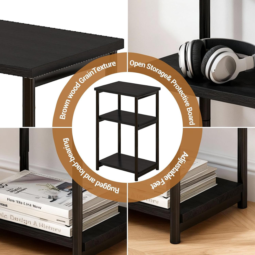 GarveeHome Narrow Side Table, Telephone Table, 3 Shelves, Bedside Table, Narr...