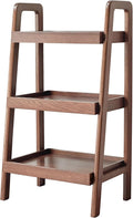 100% Solid Wood 3-Tier Ladder Shelf, Small Bookcase, Storage End Table, Open Display Stand for Living Room, Bedroom, Kitchen, Bathroom (Walnut Color)