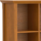 SIMPLIHOME Acadian Console Table - 57 Inch Wide Solid Wood 8-Cube Storage Sofa Table in Light Golden Brown, Storage Unit for Living Room or Bedroom with Grooved Side Panels and Tapered Legs