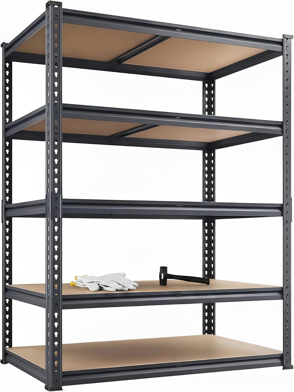 Heavy Duty Garage Shelving 36" W x 16" D x 72" H, 2850 LBS Storage Shelves 5-Tier Adjustable, Boltless Metal Rack with Extra Deep Shelves for Warehouse Basement Workshop, Black