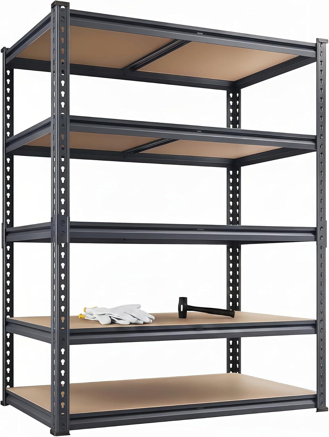 Heavy Duty Garage Shelving 36" W x 16" D x 72" H, 2850 LBS Storage Shelves 5-Tier Adjustable, Boltless Metal Rack with Extra Deep Shelves for Warehouse Basement Workshop, Black