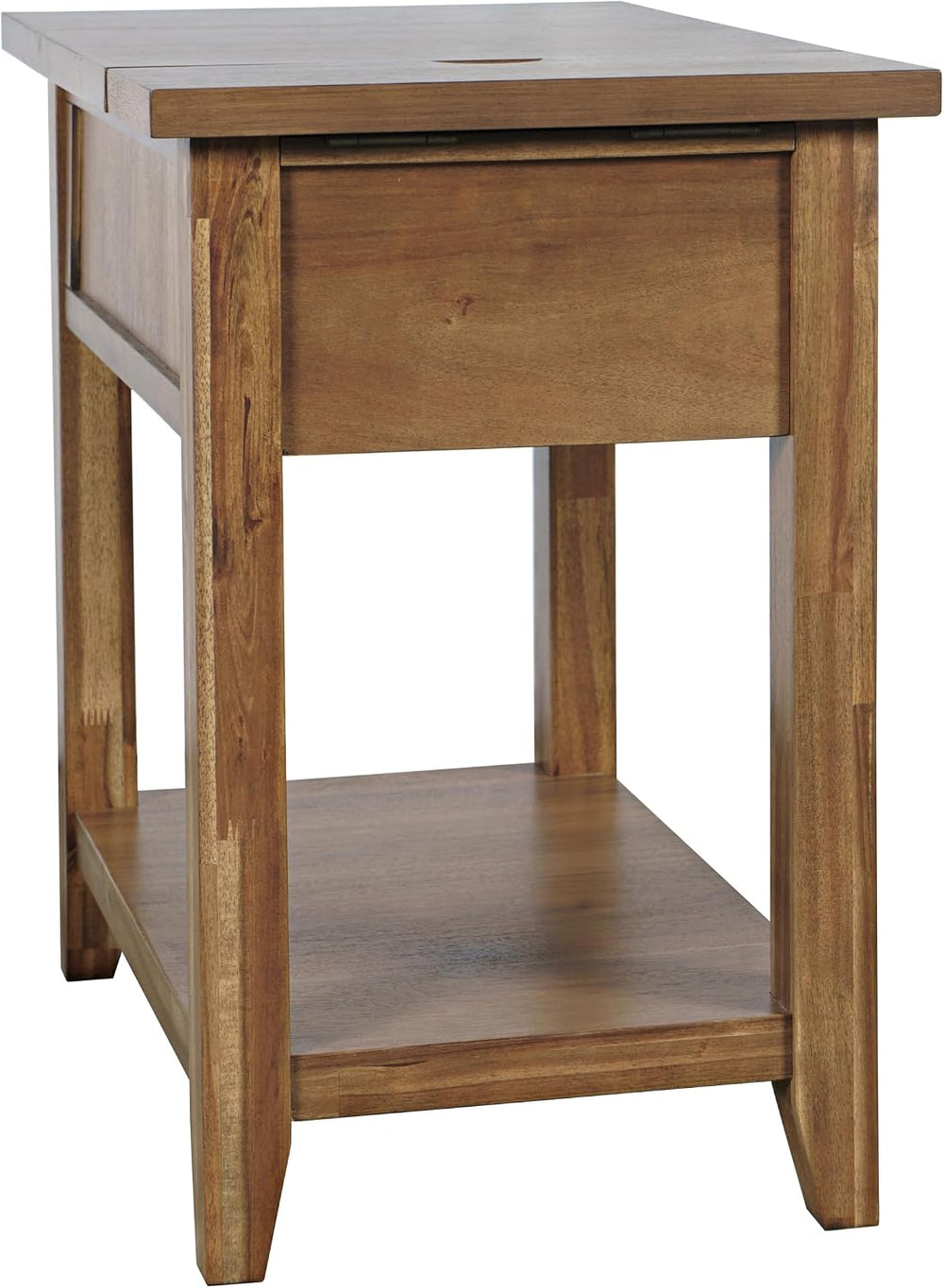 Jofran Acacia Wood USB Charging End Table with Storage, Transitional Side Tab...