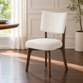 YOUNIKE Wooden Dining Chair, Chenille Fabric Upholstered Dining Room Chair Kitchen Side Chair, Farmhouse Dinner Chair with Solid Wood Legs for Kitchen Dining Vanity, Beige (Single Pack)