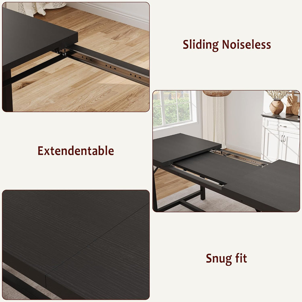 IDEALHOUSE 3 Piece Dining Table Set for 4-6, 63" Extendable Thick Metal ...