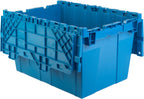 Hudson Exchange 21.9 x 15.2 x 12.8” (3 Pack) Storage Tote Distribution Container with Hinged Attached Lid, Blue