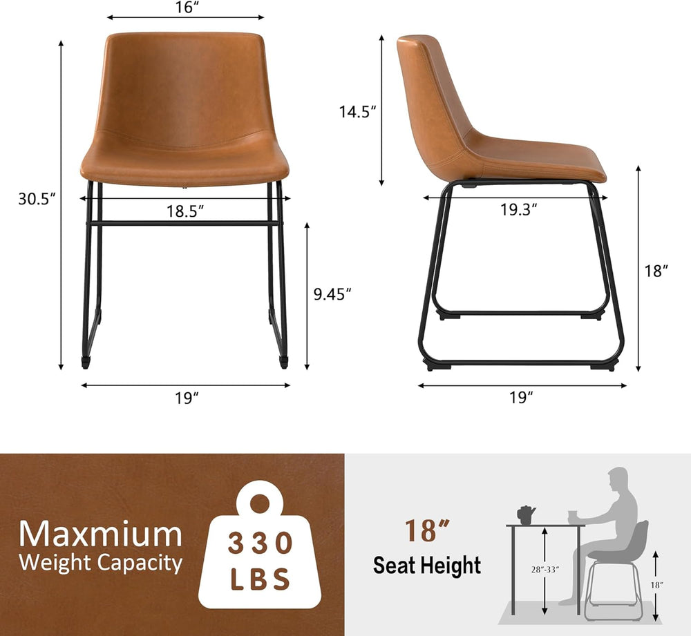 GOTMINSI Dining Chairs Set of 4, 18 Inch Modern Dinner Chairs, PU Leather Arm...