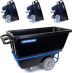 Tilt Truck, 1/2 Cu. Yd. Capacity Dump Cart with Non-Marking 12” Wheels & 5” Casters & Forklift-able Frame for Jobsites, 850 lbs, Trash Cart with Wheels DUC12T-F-NM-04PK (4-Pack)