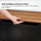 HOOBRO Storage Bench, 39.4" Retro Wooden Storage Chest with U-Shaped Cut-Out Pull, Safety Hinge, Supports 220 lb and Easy Assembly for Toy Box Organizer (Black and Walnut) BH771CW01