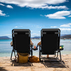 Nestl Padded Oversized Zero Gravity Chair, XL Folding Outdoor Lounge Chair | Adjustable Headrest, Cup Holder & Side Tray, Support 330 LBS, Anti Gravity Reclining, For Patio, Camping & Beach, Black/Grey