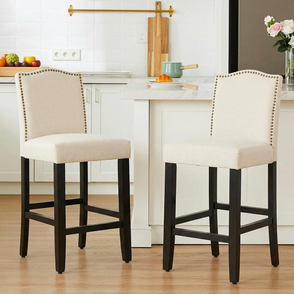 LSSPAID Counter Height Bar Stools Set of 2, 24.8 Inch Modern Upholstered Fabr...