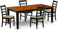 East West Furniture QUPF5-BCH-C 5 Piece Dining Room Table Set Includes a Rectangle Kitchen Table with Butterfly Leaf and 4 Linen Fabric Upholstered Dining Chairs, 40x78 Inch, Black & Cherry