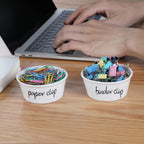 ONTUBE Ceramic Paper Clip Holder and Binder Clip Holder Set (White)