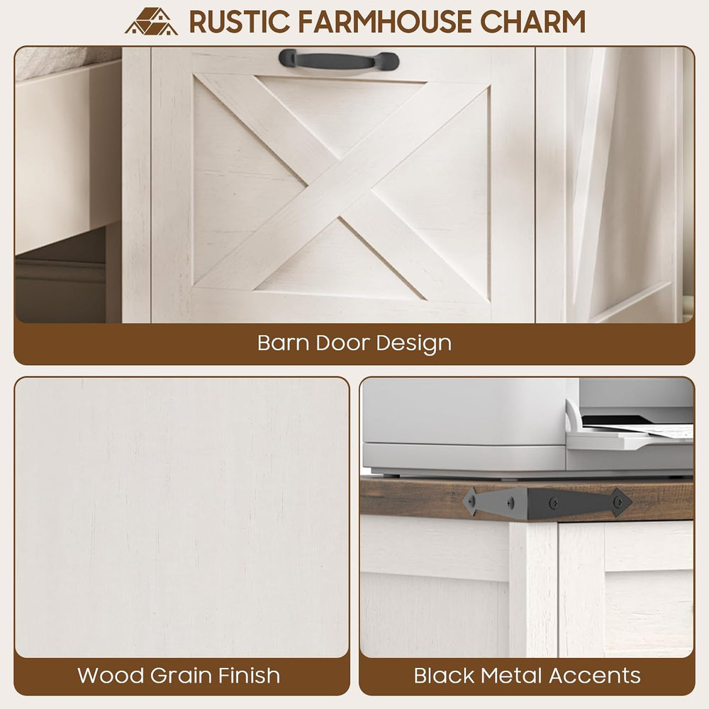 Halitaa Farmhouse File Cabinet with 3 Drawers for Home Office, Rustic White |...