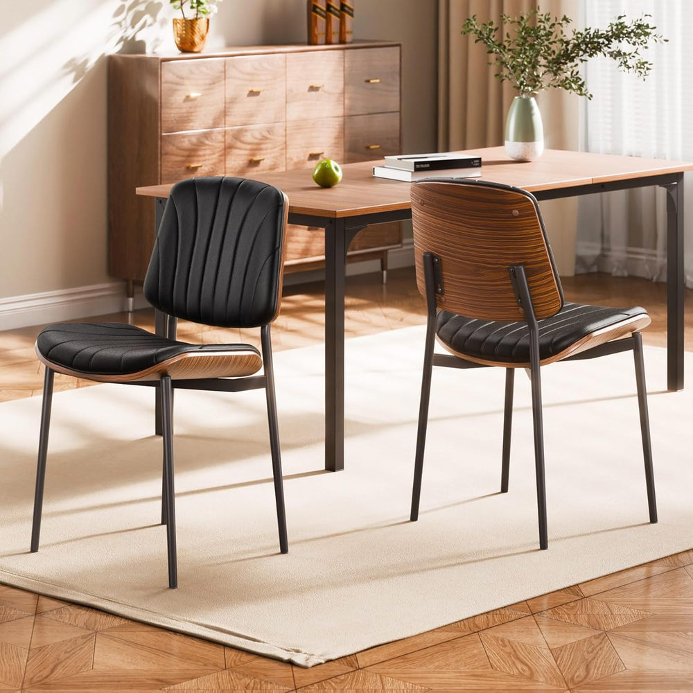 VEVOR Modern Dining Room Accent Chairs Set of 2, Upholstered Leather Side Cha...