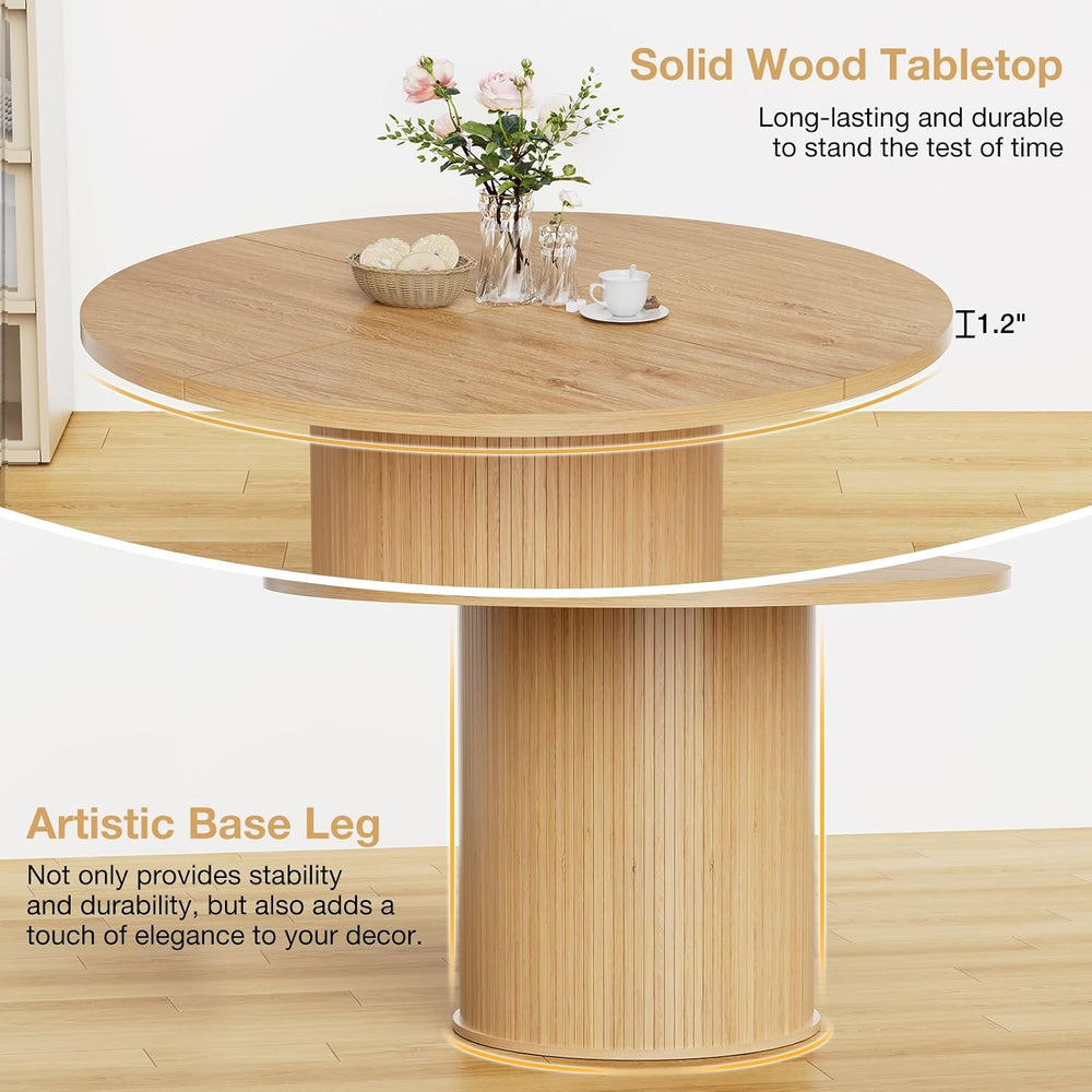 HOMMPA 48'' Round Dining Table for 4-6 Kitchen Table Circle Dinner Ta...