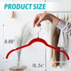 Velvet Hangers 50 Pack – Slim Non-Slip Flocked Hangers with 360° Swivel Hook, Space-Saving Closet Organizer for Dresses, Blouses, Coats(Red)