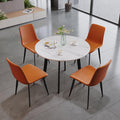 Round Dining Table Set for 4,Modern Kitchen Coffee Table Set | Comedor de 4 Sillas y Mesa,with 4 Upholstered Chairs,Small Dining Set,for Kitchen Dining Room Apartments.