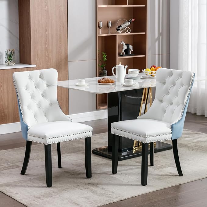 Dining Chairs Set of 6, Upholstered Tufted Dining Room Chairs with High Back,...