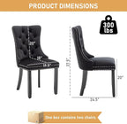 Mid Century Modern Dining Chair Set of 8 Velvet Upholstered Dining Room Chair Farmhouse Dining Accent Chairs with High Back and Nailhead Trim for Kitchen, Living Room, Bedroom (Black, set of 8)