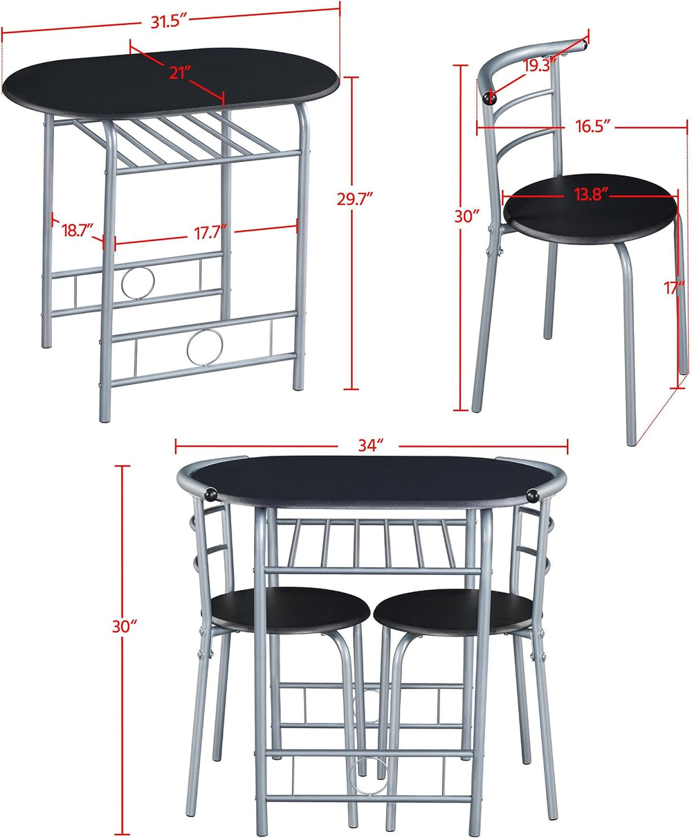 Yaheetech 3-Piece Dining Room Table Set, Kitchen Table & Chair Sets for 2...