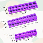 Magnetic Socket Organizer Set, 3-Piece Socket Holder Trays for 1/4" 3/8" 1/2" Drive Sockets, Organizes 68 Metric Sockets, Purple Tool Box Organizer (Sockets Not Included)
