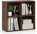 Giantex 4-Cube Bookcase, Stackable Cube Storage Organizer w/Open Bookshelf, Wooden Display Shelving Unit for Small Space, DIY Modular Cubby Storage System for Home, Study, Rustic Brown