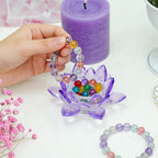 Crystal Flower Jewelry Tray, Luxury Transparent Decorative Trinket Dish for Rings, Earrings, Necklaces, Keys for Vanity Dresser Nightstand, Elegant Gift for Women Mother's Day (1, 4.4"(w) - Purple)