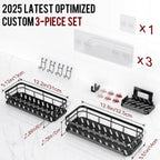 Large Capacity Shower Caddy, Heavy-Duty Adhesive Shower Organizers with Custom Aesthetic Design Soap, No Drilling Corner Shower Shelves, 5 Hooks for Bathroom Accessories, 3 Pack