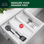 ROYAL CRAFT WOOD Adjustable Bamboo Caddy Expandable Drawer Organization Separators For Kitchen, Dresser, Bedroom, Bathroom and Office, 4-Pack (Large (up to 22)), White