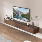 Pre-Assembled Floating TV Stand with Drawers, Rubberwood Wall Mounted TV Console, Modern Media Console for Living Room, Space-Saving Floating TV Cabinet (Brown, 78.7in/200cm)