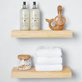 Homeforia 16 inch Natural Floating Shelf, High End Solid Real Wood 16inch Small Floating Shelves for Wall Mounted, Natural Wooden Floating Shelves, Heavy Duty Bracket, 16 X 6.5 X 1.75 in, Set of 3
