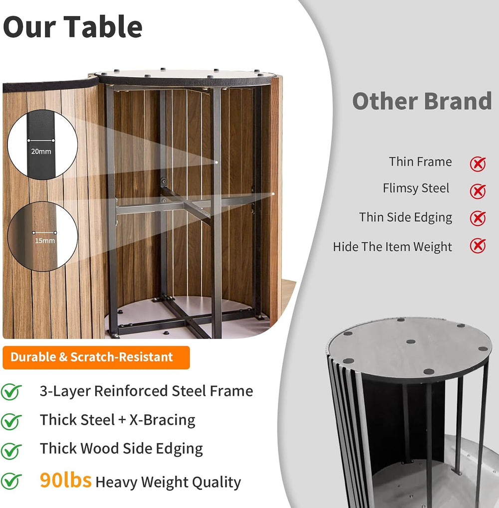 47" Modern Round Dining Table for 4 with Heavy Base, Natural | Farmhouse...
