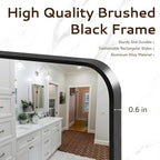 20x28 Rounded Rectangle Bathroom Mirrors for Over Sink, Black Vanity Mirror with Metal Frame Wall Mounted, Modern Farmhouse Mirror for Restroom, Bedroom, Entryway Decor