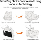 Cvortll Bean Bag Chair with Ottoman, Comfy Bean Bag Sofa with Memory Foam, Lazy BeanBag Sofa with Footstool, Fireside Bean Bag Couch for Living Room, Bedroom, Apartment