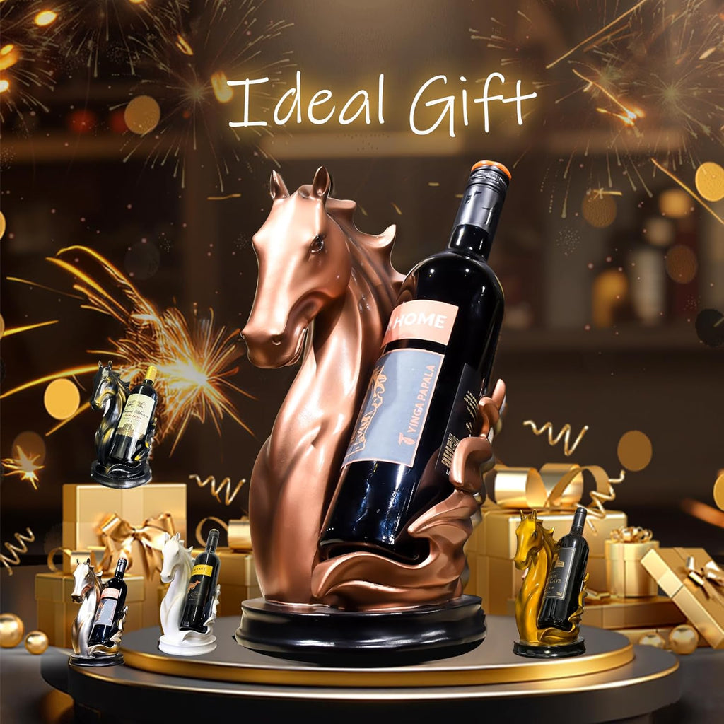 Wine Bottle Holder Wine Racks Tabletop Horse Statue as Home Kitchen Wine Cellar Decorative Storage Organizer, Whimsical Decor Horse Decor Horse Wine Lovers Gifts for Women (Bronze)
