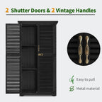 MCombo Outdoor Storage Cabinet, Wooden Storage Shed with Latch, Outside Garden Tool Shed with 2 Doors for Patio Yard Lawn, 0808 (Black, Medium)