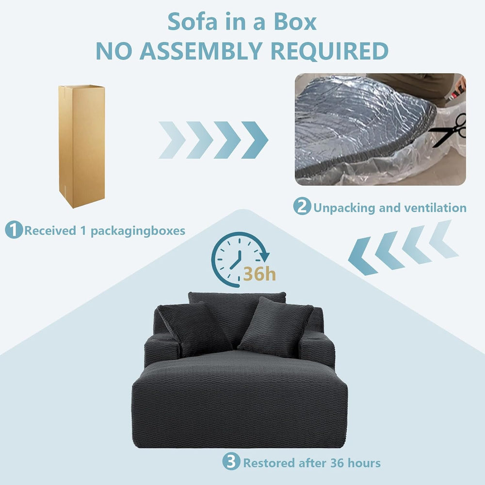 49.2" Oversized Chaise Lounge Chair Indoor,Faux Fur Reading Chair with C...